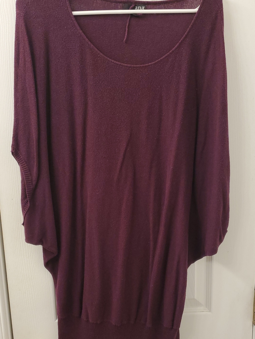 a.n.a Plum Scoop Neck Dolman Sleeve Knit Top